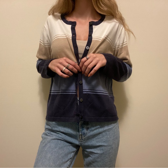 Stripped Button Up Cardigan - Picture 1 of 8